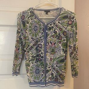 Women’s cardigan, floral design, colorful pattern, extra small